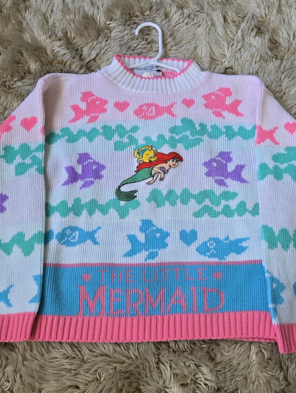 Vintage 90s Hot Cashews Size 5/6 The Little Mermaid Knit Sweater
